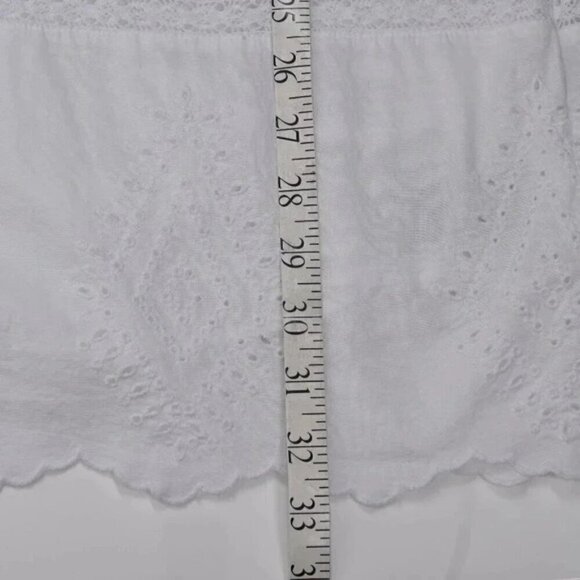 Gap Mini Dress Eyelet Scallop Lace Trip Short Sleeve White Cotton Size XS - Picture 12 of 12
